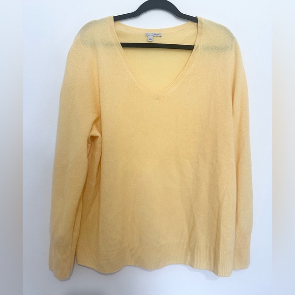 Halogen cashmere size 3X butter yellow sweater pullover crewneck - Picture 1 of 4